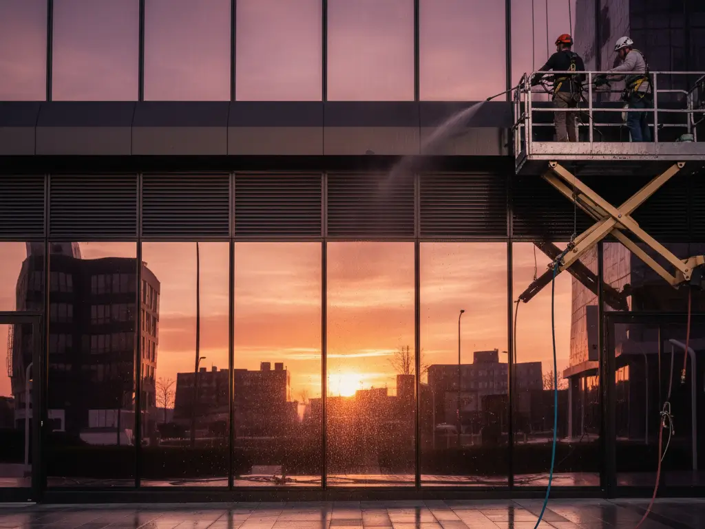 Storefront Window Cleaning in Sacramento | Wash Works Exterior window cleaning for Sacramento storefront creating spotless glass finish.