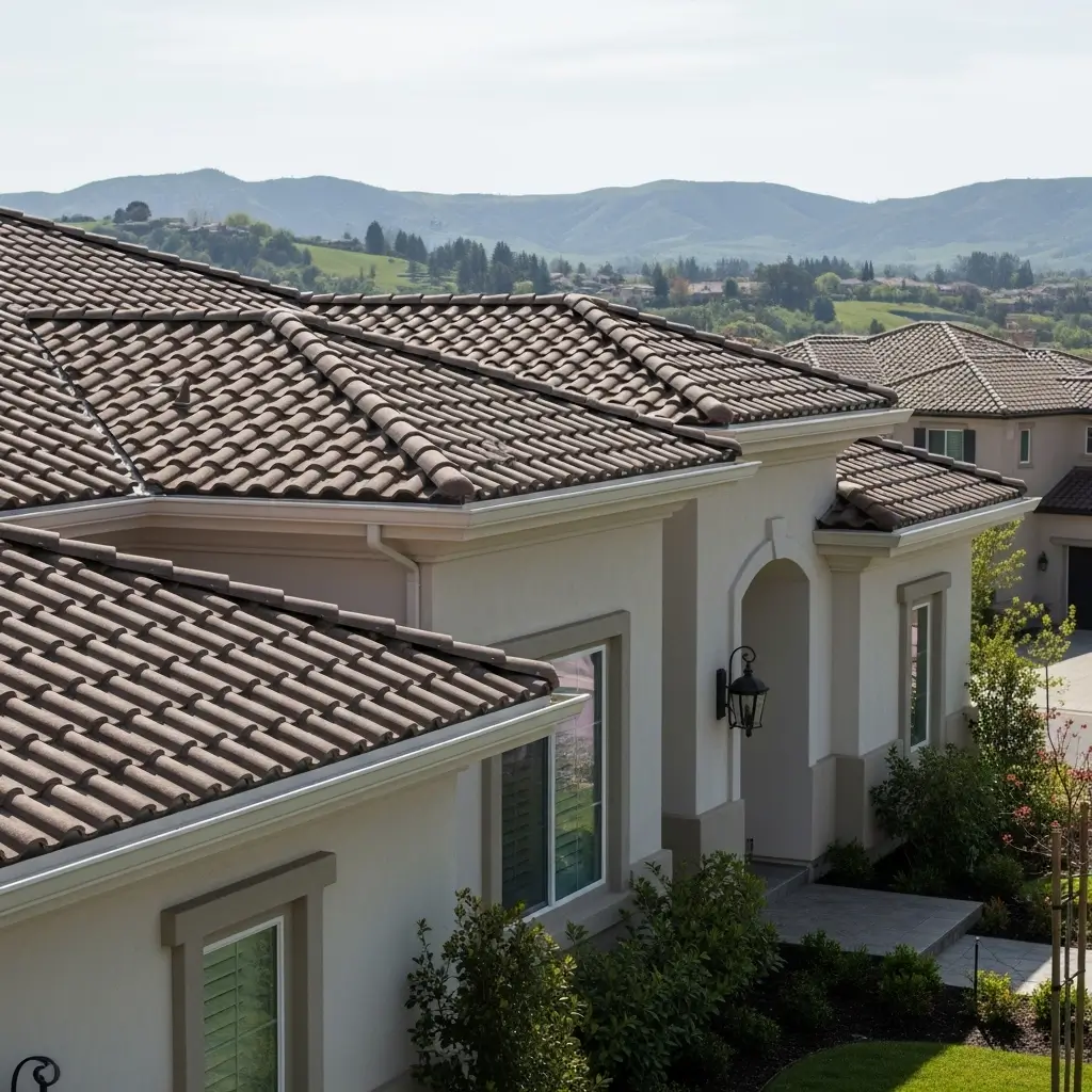 Fall season gutter cleaning on a Folsom home to remove leaves and prepare for winter rain