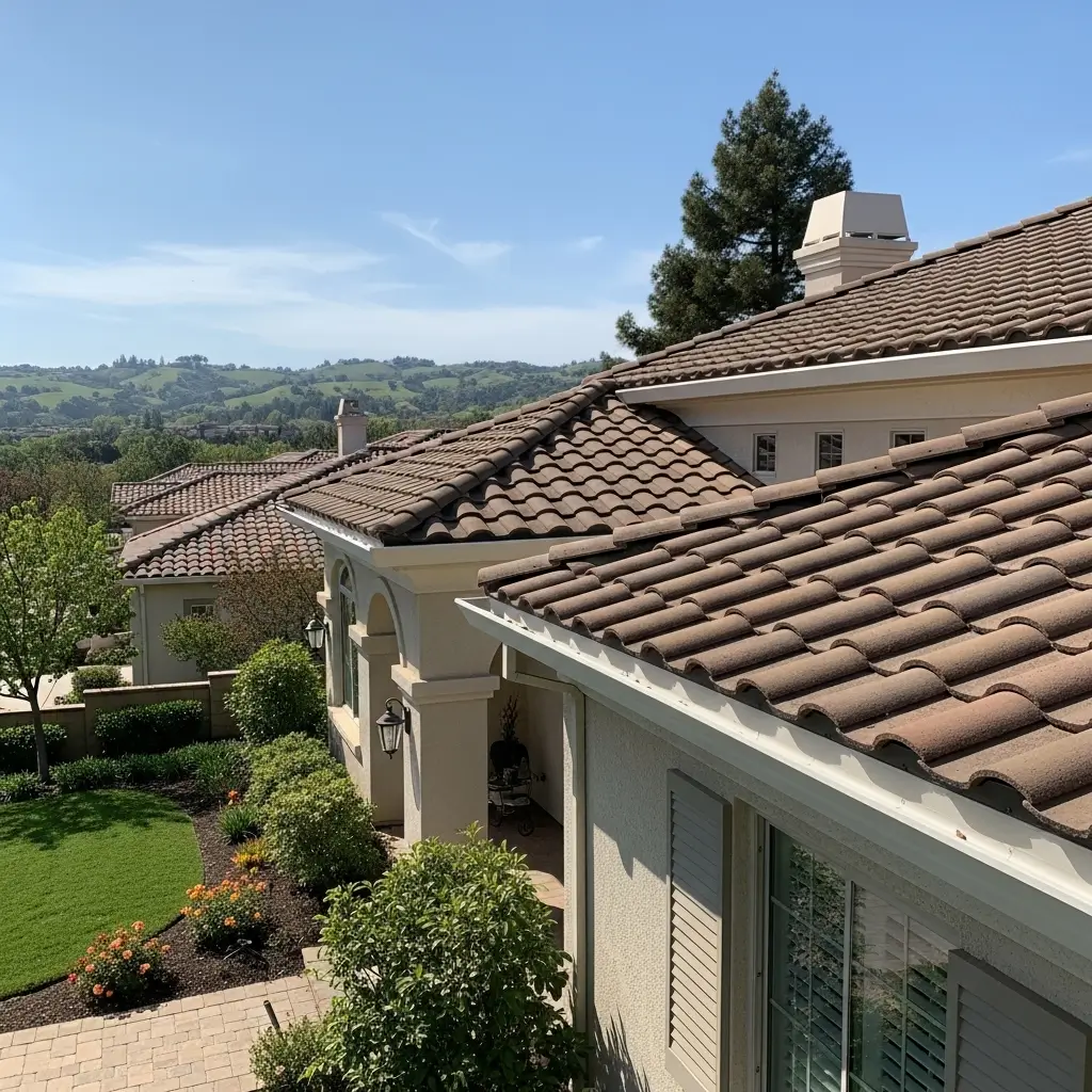 Clean gutters on a Folsom home prepared for rain and storm runoff