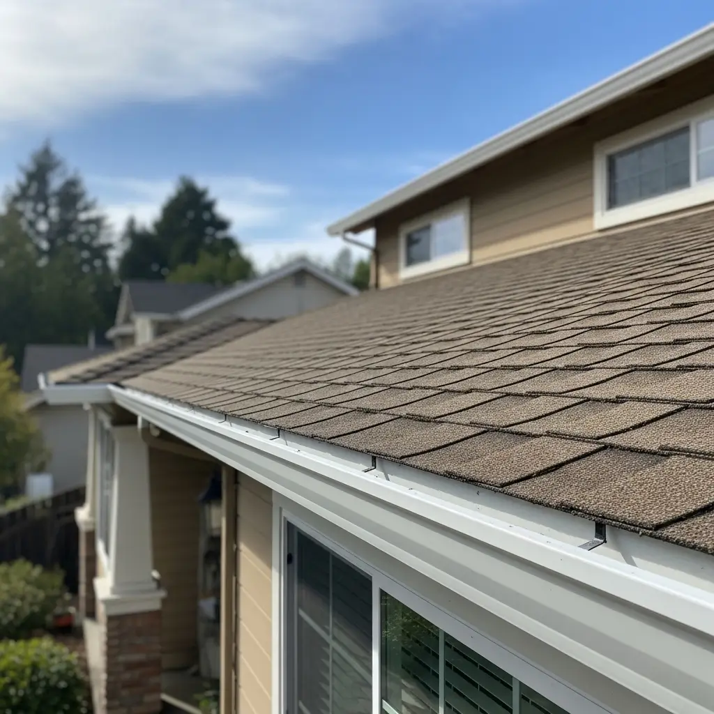 Clean gutters after debris removal on a residential home in Folsom