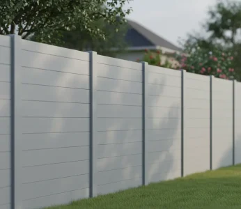 Composite fence in Granite Bay CA showing mold removal and restored clean surface.